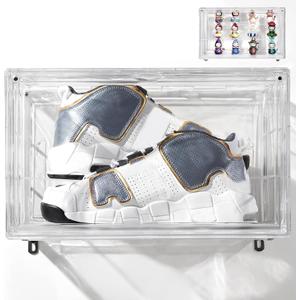 Clear Shoe Box Stackable Plastic Sneaker Box Container, Magnetic Side Open Shoe Organizer and Shoes Storage Case, Full Transparent Versatile Display CaseCLEAR 1 Pack-Floating