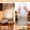 64 oz Glass Mason Jars Wide Mouth with Airtight Lids & Bands, 3 Pack with Sunflower Design, Large Half Gallon Mason Jars For Pantry, Canning, Fermenting & Pickling or Storing (Clear02)