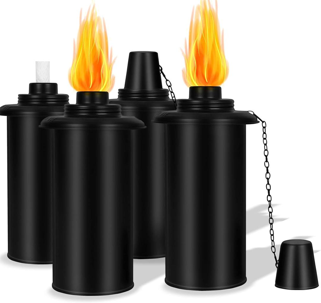 Torch Replacement Canisters, Bamboo Lantern Refillable Torches, Decorative Torch Canister Replacement for Yard, Patio, Deck, Garden, Party, Landscape (16oz-4pcs)