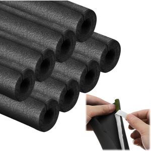 8 Pack Pipe Insulation Foam Tube, 3/4'' Self Adhesive Pre Slit Foam Pipe Covers Polyethylene with Double Sided Tape for Spigot, Winter Outside Pipes, Water Heater Pipes Freeze Protection