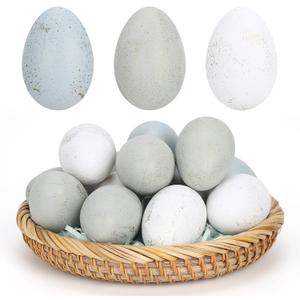 30 Pcs Easter Speckled Vintage Eggs Neutral Textured Plastic Eggs Boho Easter Decor Rustic Pastel Bowl Basket Vase Fillers Farmhouse Spring Decorations for Home Table DIY Craft