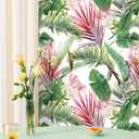 Tropical Wallpaper Peel and Stick, Green Removable Wall Paper for Bathroom, Palm Leaf Stick On Contact Paper for Cabinet, Renter Friendly for Kitchen Bathroom Bedroom, 17.5’’ x 118’’