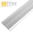 Aluminum Metal Door Threshold, Floor Transition Strip, 36'' L x 2.4'' W x 0.1'' H, Flat-Profile Threshold, Flooring Gaps Carpet Vinyl Wood, Stylish Doorway Transition Draft Protection (Silver)