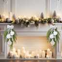 2 Pcs 22'' Christmas Teardrop Swag Coastal Christmas Decor Beach Decoration with Norfolk Pine Seashells Starfish Wreath for Outdoor Front Door Mentle Fireplace