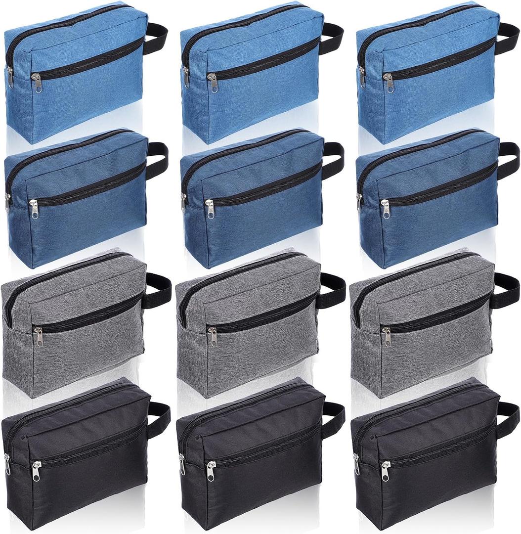 12 Pcs Travel Toiletry Bag for Women Men Large Water Resistant Shaving Bag Hanging Cosmetic Bags with Handle and Divider Storage Travel Pouch Case for Cosmetics Toiletries Accessories, 4 Colors
