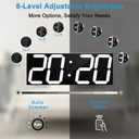 CHKOSDA LED Large Digital Wall Clock, Oversize Wall Clock with 6” Numbers, Remote Control Count up/Countdown Timer Clock, Auto Dimmer, Big Calendar and Thermometer(White)