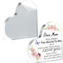 Suzile 2 Pack Blank Acrylic Signs DIY Clear Acrylic Sheets for Mom Sister Friend Coworker Heart Shaped Desk Decor for Christmas Reception Table Decoration Party Centerpiece Favors