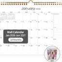 4 x 2026 Calendar 18 Monthly Wall Calendar Runs from January 2026 until June 2027 Spiral Binding Hanging 11.5" x 14.7" Thick Paper with Julian Dates and Block for School OfficeSimplicity