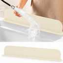 Silicone Sink Splash Guard, 19 Inch Faucet Baffle with Suction Cups, Ivory, for Kitchen Countertop and Bathroom Backsplash