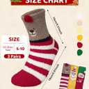 YSense 3 Pairs Womens Fuzzy Socks Cozy Winter Warm Fluffy Soft Cute Animal Fuzzy Home Slipper Socks (Red Yellow Green)