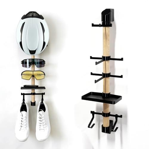 poceton Wall- Mounted Cycling Gear Storage Rack | Holds Helmets, Shoes and Sunglasses | All-in-One Bicycle Accessories Organiser – A Unique Gift for Cyclists