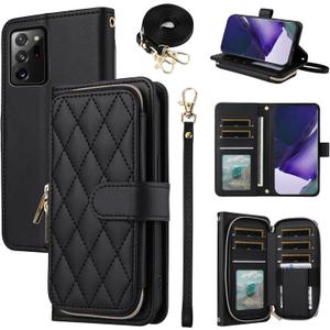 Wallet Case for Samsung Galaxy Note 20 Ultra 5G with Wrist Strap, 9+ Card Slots Zipper Purse, PU Leather Stand Phone Cover for Note20 Plus Notes 20Ultra Note20+ U + 20+ Twenty Not S20 Black