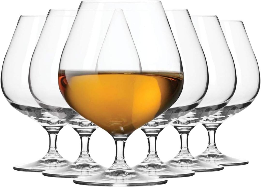Krosno Brandy Cognac Snifter Glasses, Set of 6, 18.6 oz, Harmony Collection, Ideal for Spirit Sipping, Lead-Free Glass, Dishwasher Safe, Made in Europe
