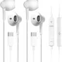 2 Pack USB C Headphones for iPhone 15 Earbuds Type C Wired Earphones with Mic & Remote Control Noise Cancelling for iPhone 16 pro, iPad Pro, Galaxy S23/S22/S21/S20/Ultra Note 10/20, Pixel 7/6/6a/5/4
