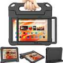 DJ&RPPQ 10in Tablet Kids Case,Shockproof Kid-Proof Cover with Protector Handle Stand Black