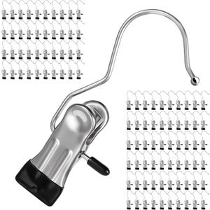 100 Pack Hanger Clips, Heavy Duty Laundry Hooks with 360 Rotation - Space Saving Clothes Pins for Closet, Boots, Pants, Hats, Towels (Silver)