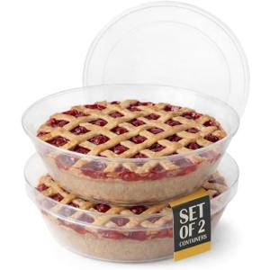 2 Pack Pie Carrier with Airtight Lid - BPA Free Pie Storage Container with Cover - Transport Keeper for Most Bakery - Plastic Pie Dish Holder