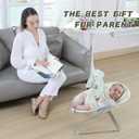 Portable Baby Bouncer Seat with 8 Melodies, 3 Vibration Levels & Adjustable Volume, Foldable Infant Bouncer Rocker with Safety Harness for Baby 0-6 Months, Indoor & Outdoor Use BR2404