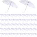 50 Pcs Wedding Clear Umbrella Bulk for Rain, Large Windproof Stick Umbrellas with White J-Hook Handle for Guests, Wedding Bride Groom Photography, Prom, Graduation, Golf, Parties, Transparent Umbrella