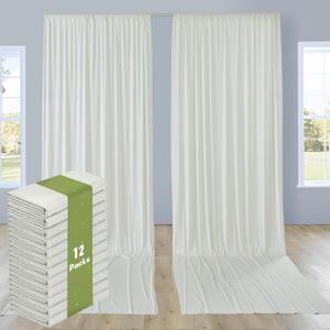 12 Panels 5x14ft Ivory Backdrop Curtains for Parties, Wrinkle Free Polyester Ivory Photo Backdrop Drapes 14 ft Long Back Drop Cloth for Wedding Birthday Photography Background Party, 5ftx14ft_12 Panels