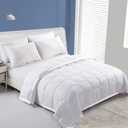 Dafinner Feather Down Blanket California King Size, Extra Lightweight Summer Comforter, Noiseless & Ultra Soft Thin Bed Blanket with Satin Trim (104"x96", White)