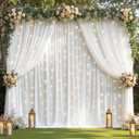 10 x 10ft White Backdrop Curtains with Lights String for Wedding Polyester Photo Backdrop Drapes Wrinkle Free White Curtains Backdrop for Birthday Parties Reception Baby Shower Ceremony-5 x 10ft x 2P