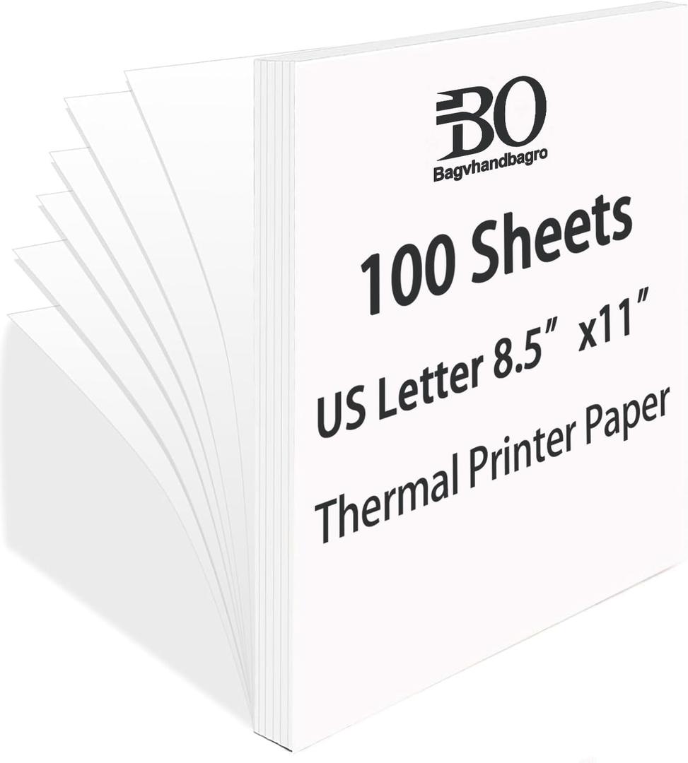 100 Sheets Thermal Printer Paper, 8.5''11'' US Letter Size, Advanced Printing Paper, Thermal Paper Compatible with Brother Letter Portable Printer, Printer Paper for M08F-Letter, M832, M834, MT800