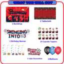 3 Spider Theme Birthday Party Supplies Decorations Including Birthday Banner, Backdrop, Balloons, Hanging Swirls, Tablecloth, Cake Toppers for Spider Party