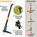 Fiskars Stand-Up Weed Puller Tool, 4 Serrated Stainless Steel Claws Grip Roots for Permanent Removal, Reinforced Foot Platform Penetrates Tough Soil, Easy-Eject & Ergonomic Offset Handle, 39"