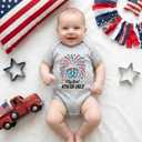 Habudda 4th of July Baby Outfit 250 Anniversary Independence Day Newborn Infant Bodysuit USA Flag Patriotic Short Sleeve 0‑6M