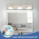 3-Light Modern Bathroom Vanity Light Fixtures, 24-Inch 350 Rotatable LED Vanity Lights Over Mirror, Dimmable 5500K Natural White Brushed Nickel Wall Sconce with Frosted Acrylic Shade