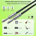 50 ft Guitar Cable, 20AWG 99.99% OFC - A Must for Long Instrument Cable, Nylon Braided Anti-Kinking Kevlar-Reinforced 1/4 TS Cord, Neutrik REAN Connector, Shielded Bass Cord for Fender Electric Guitar