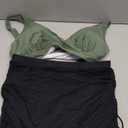 Blooming Jelly Womens Swim Skirt High Waisted Bikini Sets Tummy Control Swimsuits Mesh Sarong Wraps Bathing Suits (Medium, Green/Black)