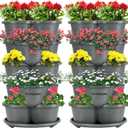 VIVOSUN 2-Pack 5 Tier Vertical Gardening Stackable Planter for Strawberries, Flowers, Herbs, Vegetables, Grey (Gray)