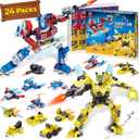 24 Packs Party Favors for Kids - Transform Robot Building Blocks, 12-in-1 Creative Action Mech Toy Building Set for Classroom Prizes Goodie Bags Stuffers for Kids, Children's Day Gifts for Boys Girls