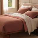 Bedsure Cotton Duvet Cover King - 100% Cotton Waffle Weave Burnt Orange Duvet Cover King Size, PureWoven Breathable Bedding Set for All Season, 3 Pieces, 104"x90"