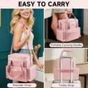 Extra Large Makeup Bag,4 in 1 Cosmetic Storage Organizer Travel Case with 3 Detachable Pouches and Dividers,Pink