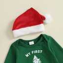 Baby Boy Christmas Outfit My First Christmas Long Sleeve Bodysuit Pants Santa Hat 3-Piece Clothes Set (Green)