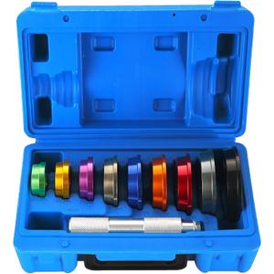 Bearing Press Kit | 10pc Bearing Race and Seal Driver Set with a Driver Handle and 9 Discs Collar Axle Housing, Universal Tool for Bearing Races and Seals in Automotive Wheel Hubs