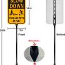 Slow Down Kids at Play Safety Signs, Yellow and Black, Reflective Aluminum, 14x10 Inches, 2 Pack with 36-Inch Metal Stakes