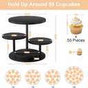 Cupcake Tower for 50 Cupcakes 4 Tier Wooden Dessert Display Stands 360Rotatable Cookie Display Stand with Tiered Trays Round Cake Stand for Parties Wedding Halloween Dessert Table, Black