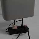 3-Way Dimmable Touch Control Table Lamp with USB Ports and AC Power Outlet Modern Bedside Nightstand Lamp Fabric Shade and Metal Base for Guestroom Bedroom Living Room LED Bulb Included Warm White (Gray)