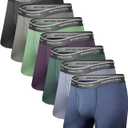 BAMBOO COOL Men's Underwear Boxer Briefs Soft Breathable Underwear (4 or 7 Pack) (Large)