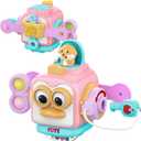 SOONYANG Montessori Toys for 1 Year Old Girl, Toddler Toys Travel Activities Busy Board Cube for 1 Year Old Girl Gifts, Sensory Toys for Baby Gifts, Learning Fine Motor Skills Toddler Girl Toys (Pink)