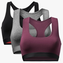 DANISH ENDURANCE Bralettes for Women, Organic Cotton, Seamless Bra, Wireless, Racer Back, Multicolor (1x Black, 1x Dark Grey, 1x Wine), Large