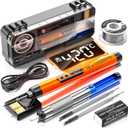 Cordless USB Digital Rechargeable Portable Soldering Iron, Carrying Temperature Adjustment Button, Soldering Iron Wire, Soldering Iron Holder, Tin Absorber, Rosin, Storage Box (Orange)