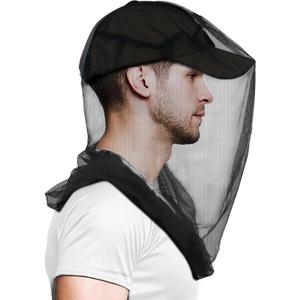 Mosquito Head Net for Insects, 4 Pack, Premium Bug Net for Head, Fly & Bug Protection | Ultra Large & Long, Finest Holes for Camping, Hiking, Fishing, Gardening, Fits All Hats for Men & Women