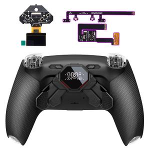 eXtremeRate SPARK Back Paddles Kit for PS5 Controller BDM-010 020 Models, OLED Display + Clicky Trigger Stops + Ergonomic Rubberized Grips Remappable 4 Back Buttons Set for PS5 Controller - Black