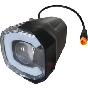 Electric Bike LED Headlight 3 Pin 12V to 72V Ebike Front Light with Built-in Horn for Night Riding IP6X Waterproof Connector 12V Commuting & Mountain Riding Bright Bicycle Horn Light for E-Scooter
