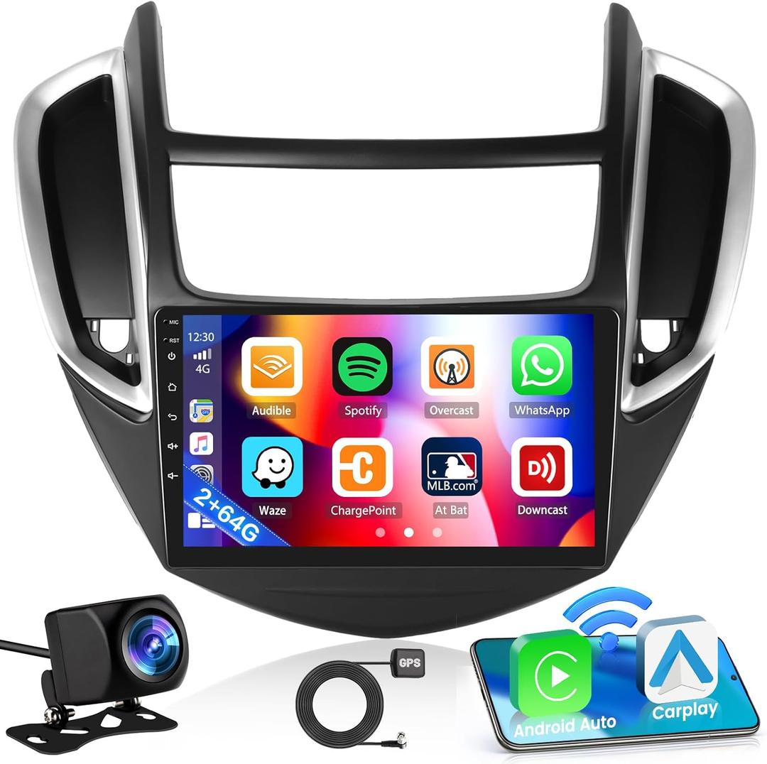 [2+64GB] Inefala for Chevrolet Chevy Trax 2013-2021 Android Car Radio Stereo with Wireless CarPlay Android Auto, 9 Inch HD Touchscreen with GPS WiFi Bluetooth FM/RDS Mirror Link SWC Backup Camera MIC
